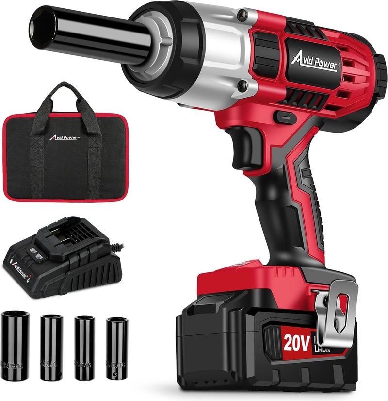 AVID POWER Cordless Impact Wrench, 1/2 Impact Gun w/Max Torque 330 ft lbs (450N.m), Power Impact Wrenches w/ 3.0A Li-ion Battery, 1 Hour Fast Charger (Light Red) - Image 1